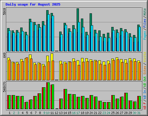 Daily usage for August 2025